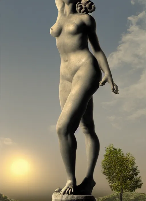 Image similar to statue of venus callipygian, all body, High definition, realistic, detailed, rim light, volumetric effect,