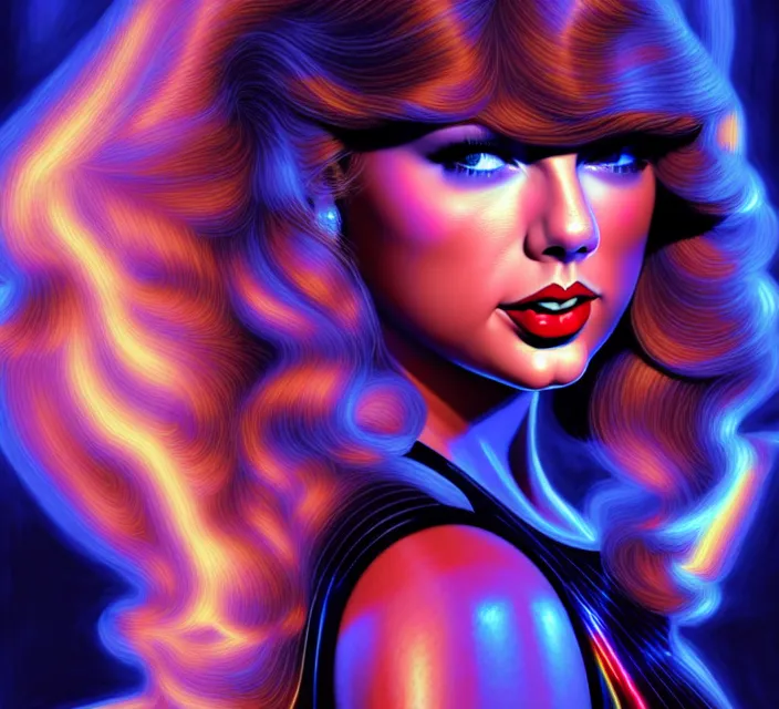 Image similar to Taylor Swift in her private jet in holograms of alien artifacts, electrical case display, total recall tech, ultrarealistic, dramatic lighting, electrical details, high details, 4k, 8k, best, accurate, trending on artstation, artstation, photorealism, ultrarealistic, digital painting, style of Tristan Eaton Stanley Artgerm and Hajime Sorayama, Caravaggio, Boris Vallejo