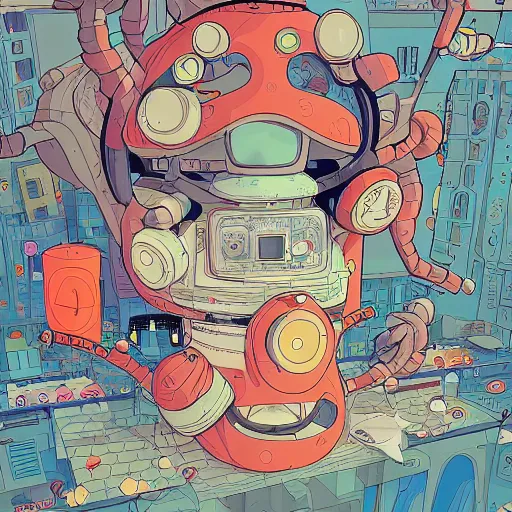 Prompt: a drawing of a cartoon bomb, beeple and james jean, aya takano color style, 6 k, super detailed, modern, 4 k, symmetrical