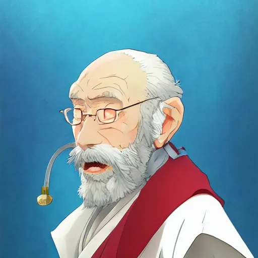 Image similar to portrait of the old man, funny hermit, anime fantasy illustration by tomoyuki yamasaki, kyoto studio, madhouse, ufotable, trending on artstation