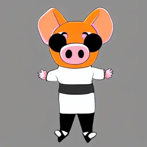 Image similar to cute pig usingorange inmate clothes