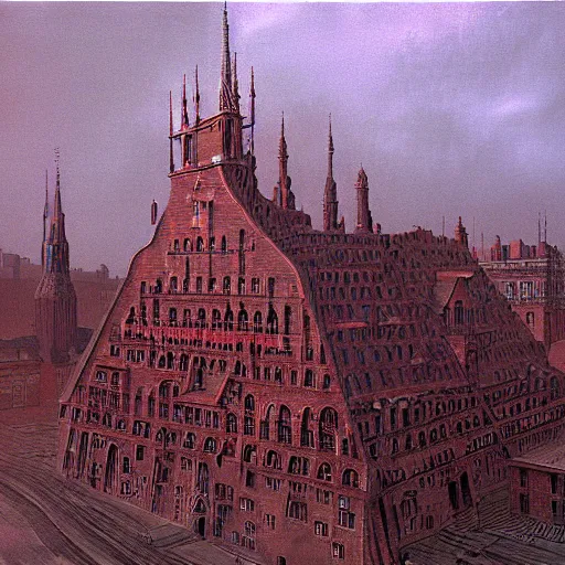 Image similar to wroclaw in the future made by zdzislaw beksinski