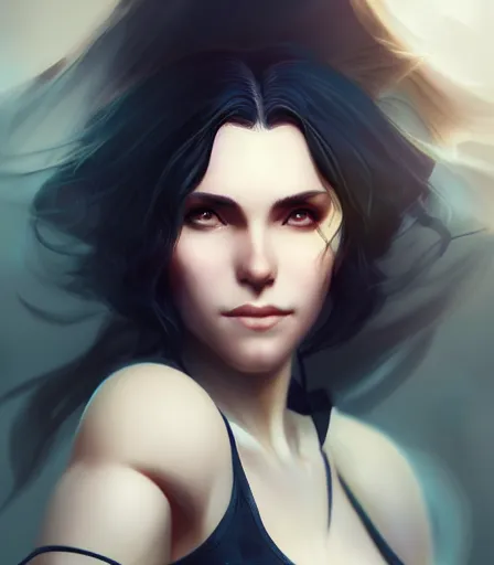 Prompt: beautiful portrait of a gorgeous personal trainer who looks like Yennefer of Vengerberg , character design by charlie bowater, ross tran, artgerm, and makoto shinkai, detailed, soft lighting, rendered in octane