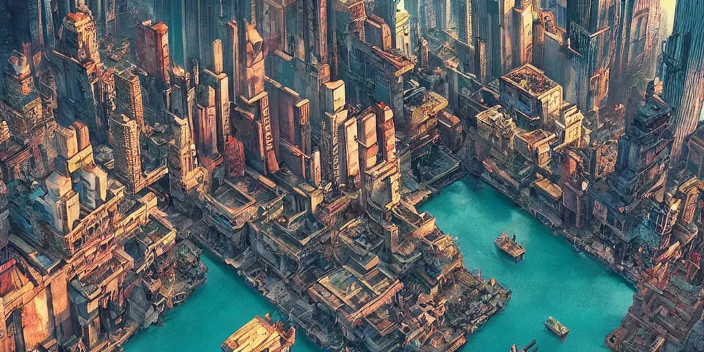 Prompt: a very high resolution image from a new movie, upside - down old temple and cyberpunk city, beautiful scenery, photorealistic, photography, directed by wes anderson