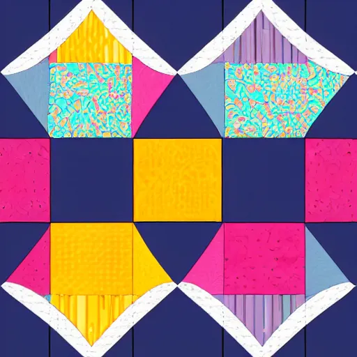Prompt: vector art quilt pattern block symmetrical