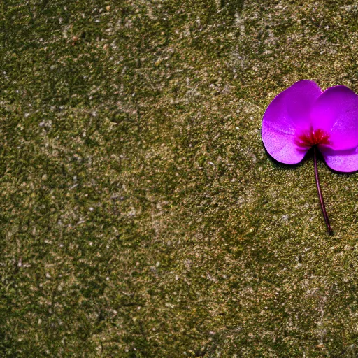 Prompt: closeup photo of 1 lone purple petal flying above a city park, aerial view, shallow depth of field, cinematic, 8 0 mm, f 1. 8