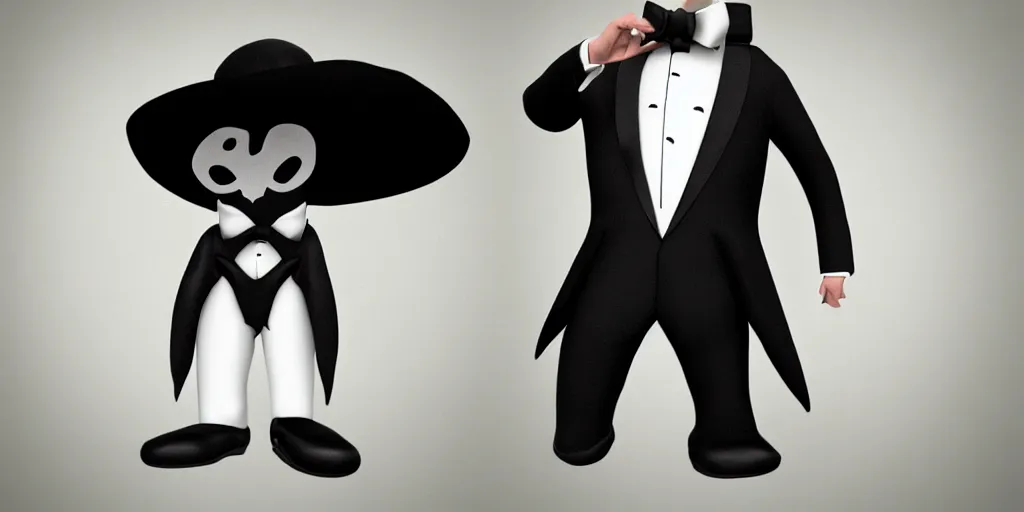 Image similar to A photorealistic C'thulhu dressed in a tuxedo
