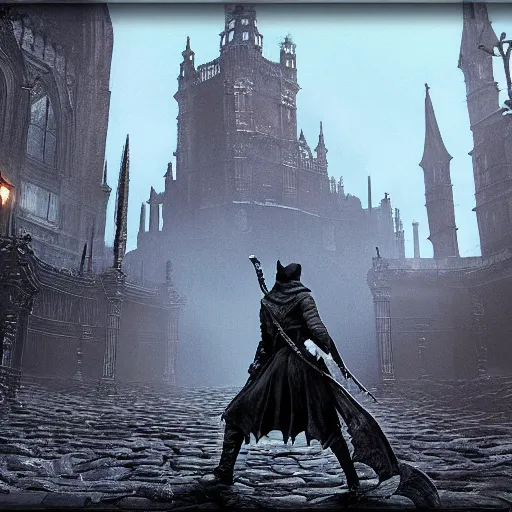 Prompt: bloodborne video game running on the playstation 1, psx gameplay, video walkthrough, low - poly, fromsoftware