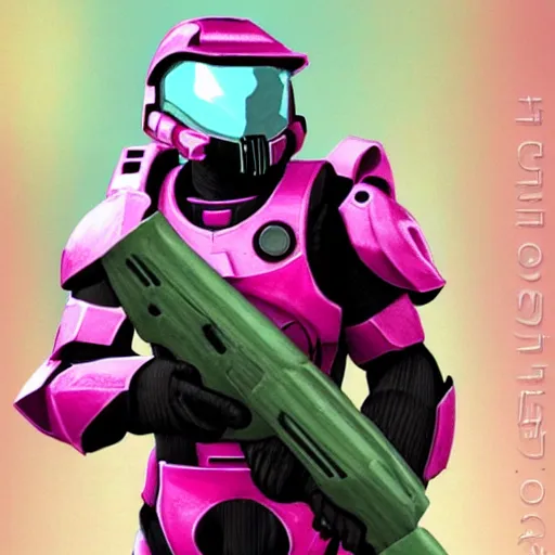 Prompt: cute master chief in pink armor