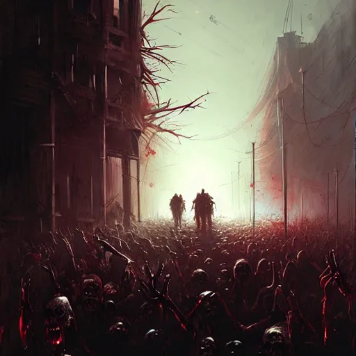 Prompt: zombie apocalypse by greg rutkowski, detailed