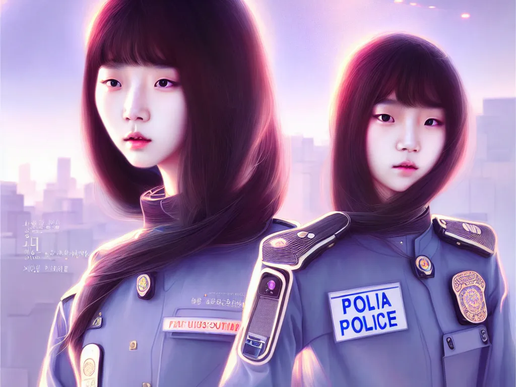 Image similar to portrait jisoo, futuristic korea police uniform girl, at future neon light rooftop, ssci - fi and fantasy, intricate and very very beautiful and elegant, highly detailed, digital painting, artstation, concept art, smooth and sharp focus, illustration, art by tan zi and ayanamikodon and alphonse mucha and wlop