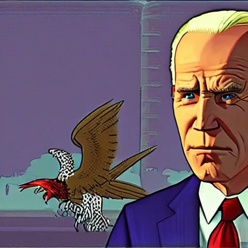 Image similar to evil version of joe biden in gta v, cover art by stephen bliss, boxart, loadscreen