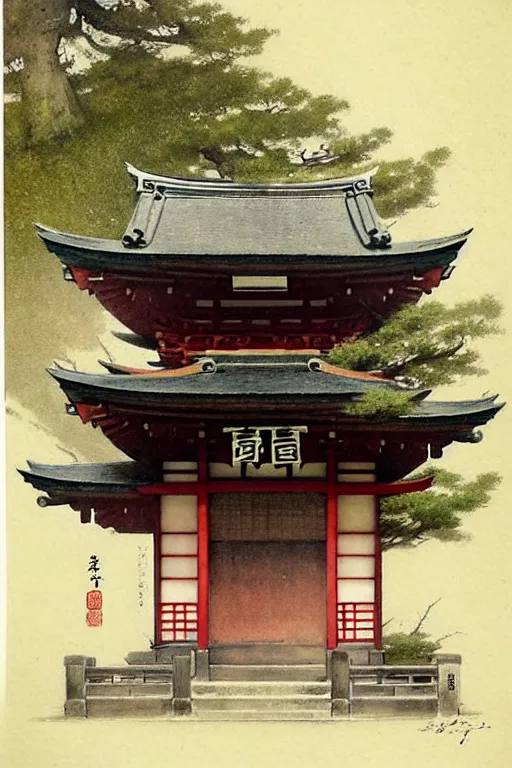 Image similar to (((((1950s japanese temple . muted colors.))))) by Jean-Baptiste Monge !!!!!!!!!!!!!!!!!!!!!!!!!!!