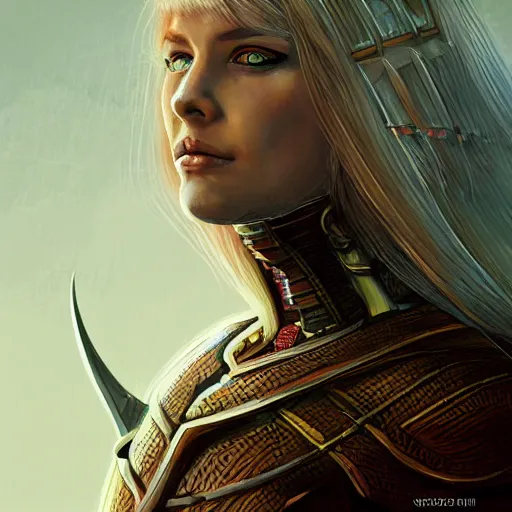 Image similar to scifi viking woman, blonde, portrait, warrior, science fiction, d & d, concept art, matte, sharp focus, illustration, concept art,