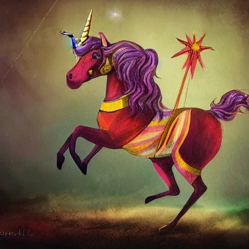 Prompt: a circus unicorn, fantasy art