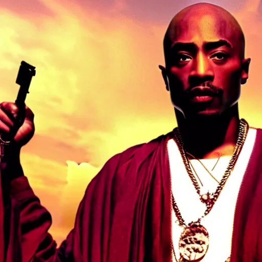 Image similar to Tupac Shakur as Mace Windu, highly detailed, 8k, movie still, high contrast