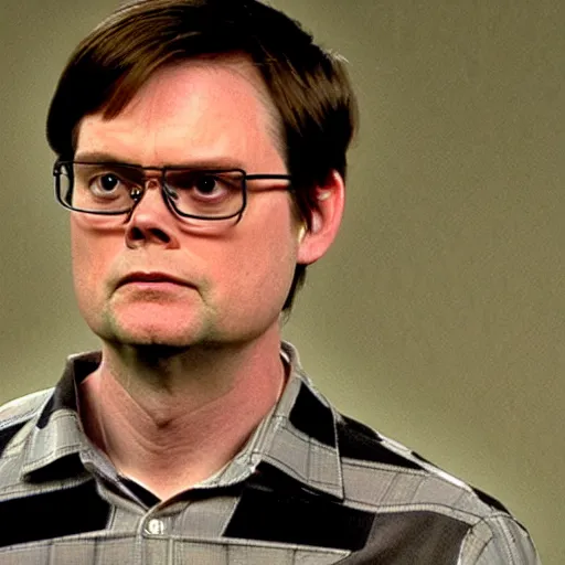 Image similar to dwight schrute wearing someone elses face