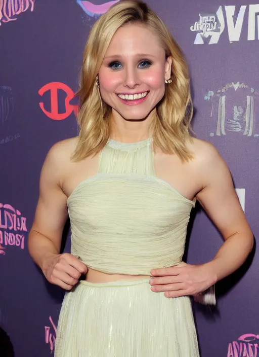 Image similar to pov, first person point of view photograph of grabbing kristen bell's fat chubby belly