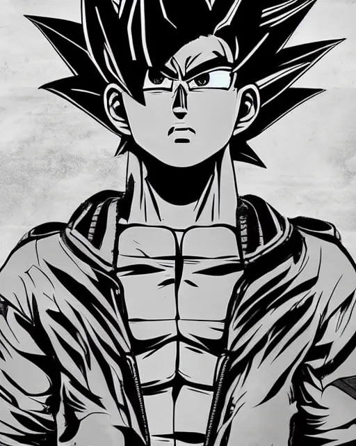 Goku black & white and blurred cool phonk cover art