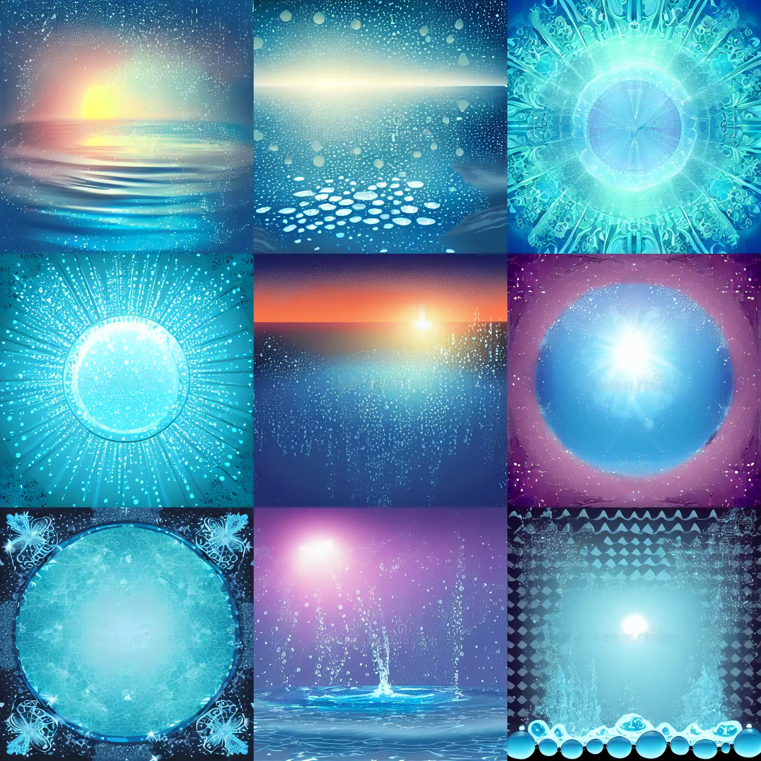 Prompt: closeup fantasy with water magic, at gentle dawn blue light, vector illustration, vector