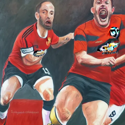 Image similar to a detailed portrait painting of joel glazer from manchester united being humiliated