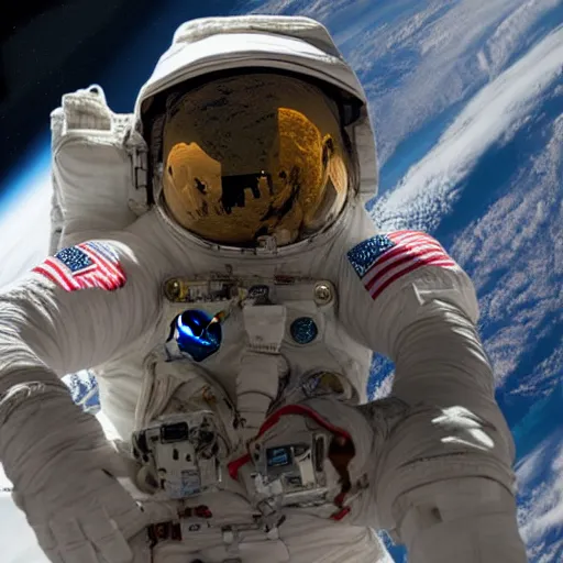 Prompt: astronaut falconry in space, nasa photograph