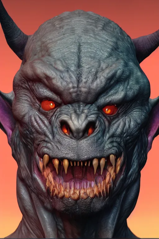 Image similar to full shot, humanoid orc alien wolf bat goblin demon mash - up, photorealistic, 8 k uhd, unreal engine 5 rendered, portrait, extremly detailed, hyper realistic, extremely detailed, colorful by wayne barlowe