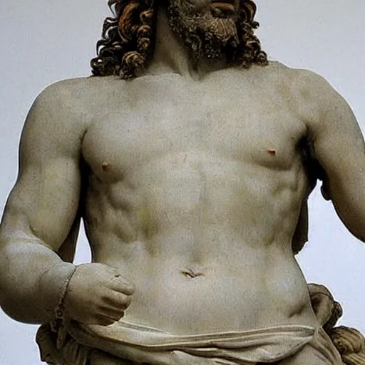 Image similar to Michaelangelo's David with a hairy chest