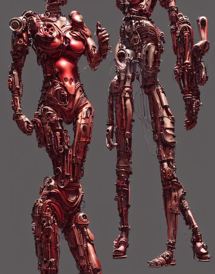 Prompt: portrait, antique statue venus, super hero pose, red white biomechanical dress, inflateble shapes, wearing epic bionic cyborg implants, masterpiece, intricate, biopunk futuristic wardrobe, highly detailed, art by akira, mike mignola, artstation, concept art, background galaxy, cyberpunk, octane render