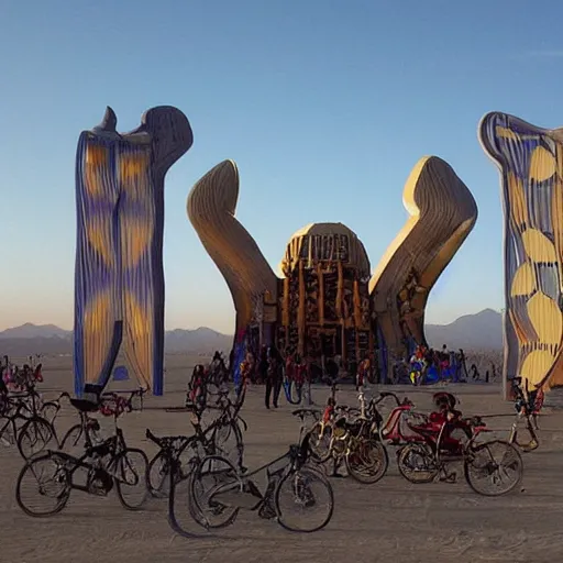 Prompt: burningman temple 2099