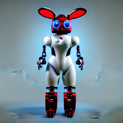 Image similar to robot rabbit suit, photorealistic, unreal engine, 3 d