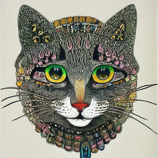 Prompt: Artwork by Louis Wain (1920)