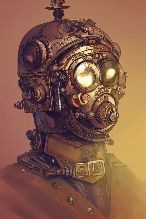 Image similar to steampunk helmet fantasy art mask robot ninja stylized digital illustration sharp focus, elegant intricate digital painting artstation concept art global illumination ray tracing advanced technology chaykin howard and campionpascale and cooke darwyn and davis jack