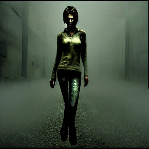 Image similar to supermodel in silent hill