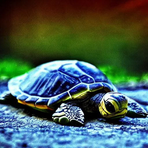 Prompt: turtle made by studio ghibli, digital art, soft focus, depth of field, hdr, serene