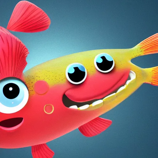 Prompt: fish with legs from gumball cartoon