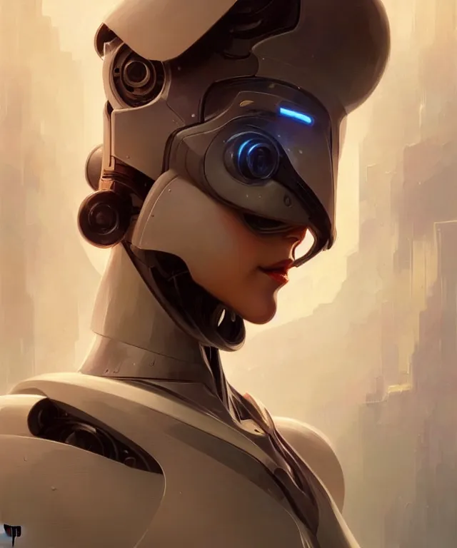 Image similar to a robot with acat face removed, sci - fi face, elegant, highly detailed, digital painting, artstation, concept art, smooth, sharp focus, illustration, art by artgerm and greg rutkowski and alphonse mucha