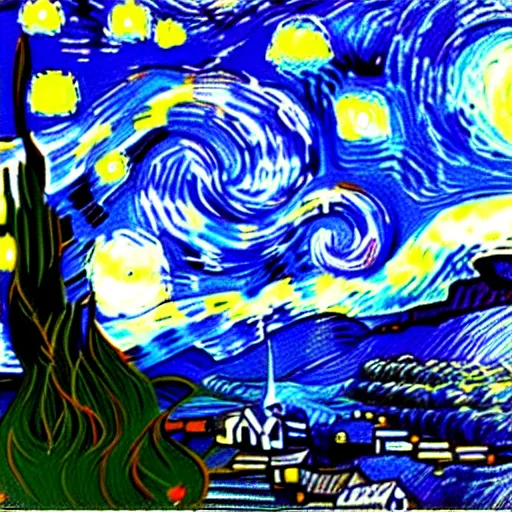 Image similar to starry night photorealistic