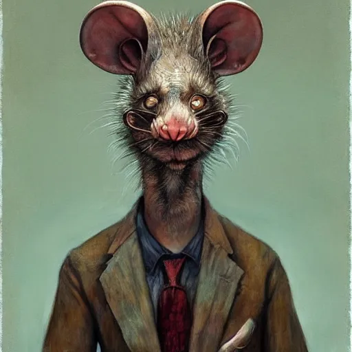 Prompt: portrait of a rat dressed as a mad scientist, by Esao Andrews