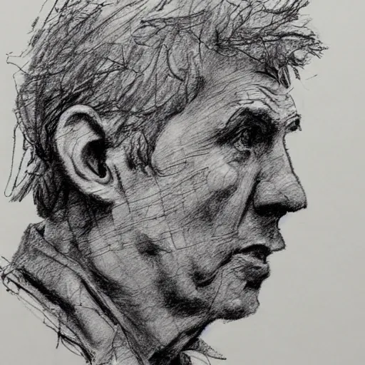 Image similar to a realistic yet scraggly portrait sketch of the side profile of a stern and sophisticated tiny tim, trending on artstation, intricate details, in the style of frank auerbach, in the style of sergio aragones, in the style of martin ansin, in the style of david aja, in the style of mattias adolfsson