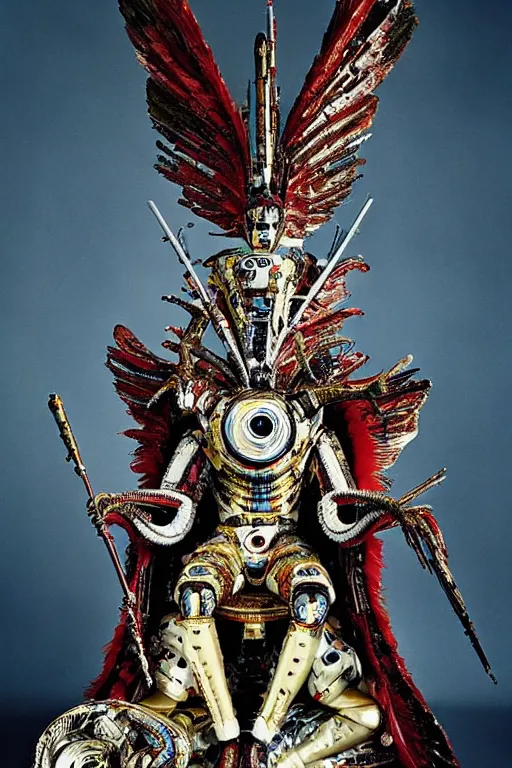 Image similar to kodachrome still symmetry frame from Alien Covenant movie by Takashi Murakami, Count Orlok wearing Polish Winged Hussars armor made with porcelain dressed by Salvatore Ferragamo and by Chanel, metal couture haute couture painted by Peter Paul Rubens and by John Baeder by Jean-Michel Basquiat, editorial fashion photography, from vogue magazine