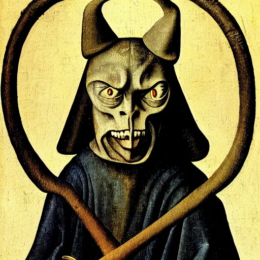 Image similar to portrait of a demon by hieronymous bosch