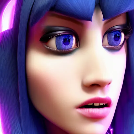 Image similar to still of pretty Morgana (LoL) in KDA More music video. 3d render, octane render, game art, realistic, highly detailed, trending on artstation, 4k, trending on artstation, pixar, cgsociety, unreal engine 5, redshift render, trending on artstation, blender, behance, cg