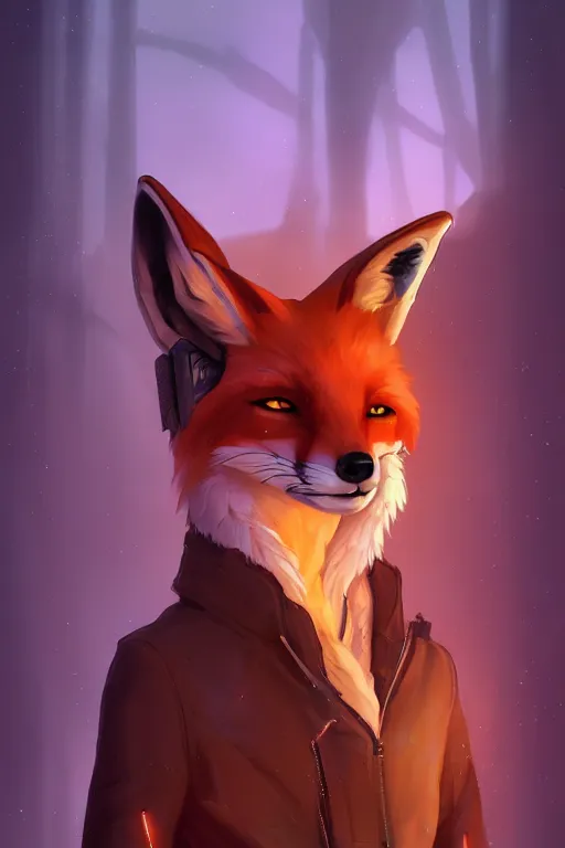 Image similar to a fox fursona, trending on artstation, by kawacy, furry art, digital art, cyberpunk, high quality, backlighting