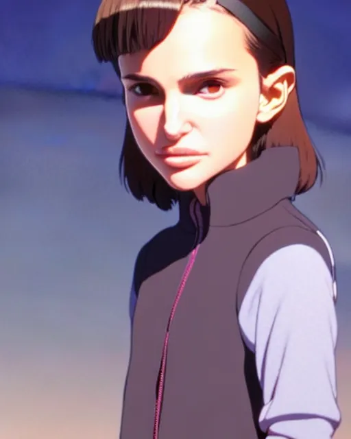 Image similar to beautiful! portrait of a boyish young natalie portman, by katsuhiro otomo, yoshitaka amano, nico tanigawa, artgerm, greg rutkowski makoto shinkai takashi takeuchi studio ghibli, akihiko yoshida rendered with intense 3 d effect.