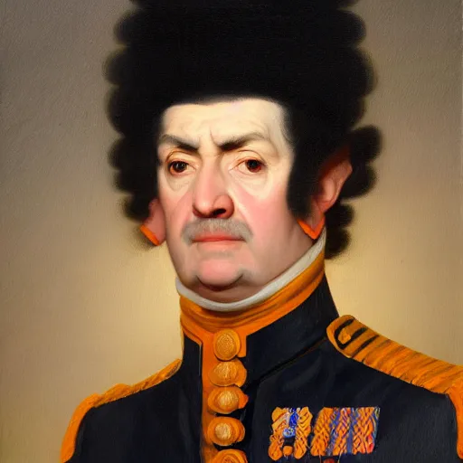 Prompt: facial portrait of the phoenix suns dictator in military uniform, 1 7 8 0, oil on canvas by william sidney mount, oil on canvas, octane render