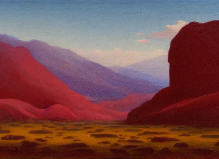 Prompt: montana roja, tenerife in the style of hudson river school of art, oil on canvas