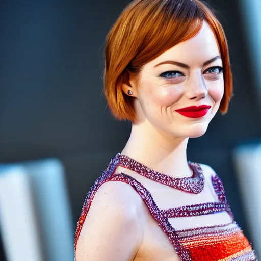 Image similar to Emma Stone wearing way too much makeup, XF IQ4, f/1.4, ISO 200, 1/160s, 8K, RAW, unedited, symmetrical balance, in-frame