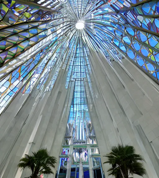 Prompt: Magnificent inside of the crystal cathedral, prisms