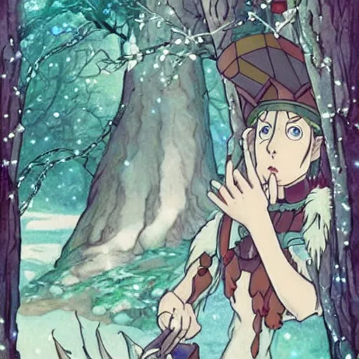 Prompt: the archfey called'the prince of frost ', in the style of studio ghibli, trending on cgsociety